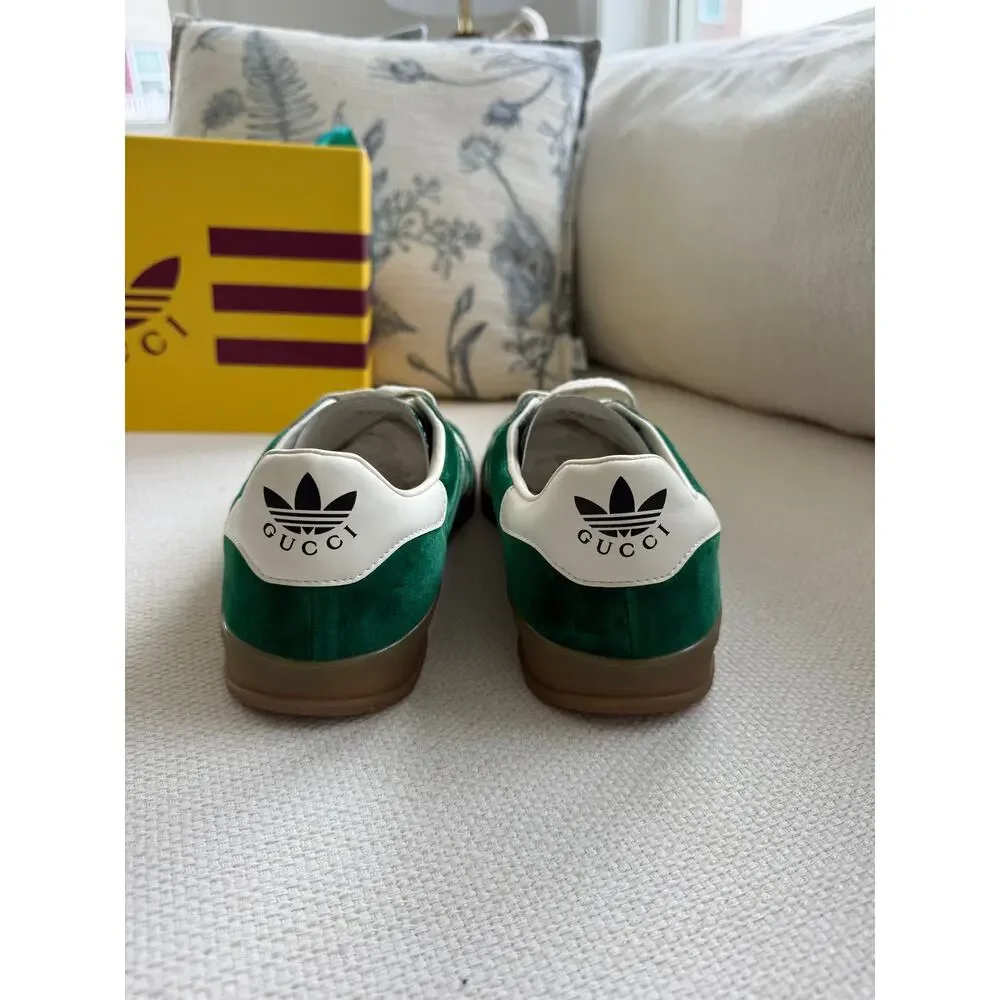 Gucci x Adidas Gazelle Green Velvet Sneakers Size 10.5